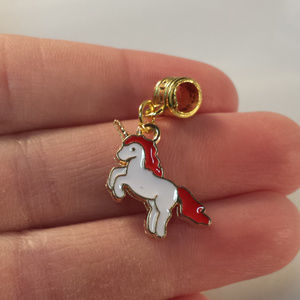 Gold Plated Red Unicorn Horse Charm Pendant